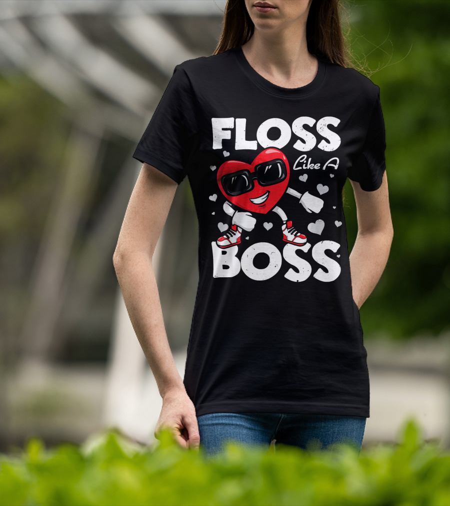 Floss Like A Boss Heart Dance Valentines T-Shirt