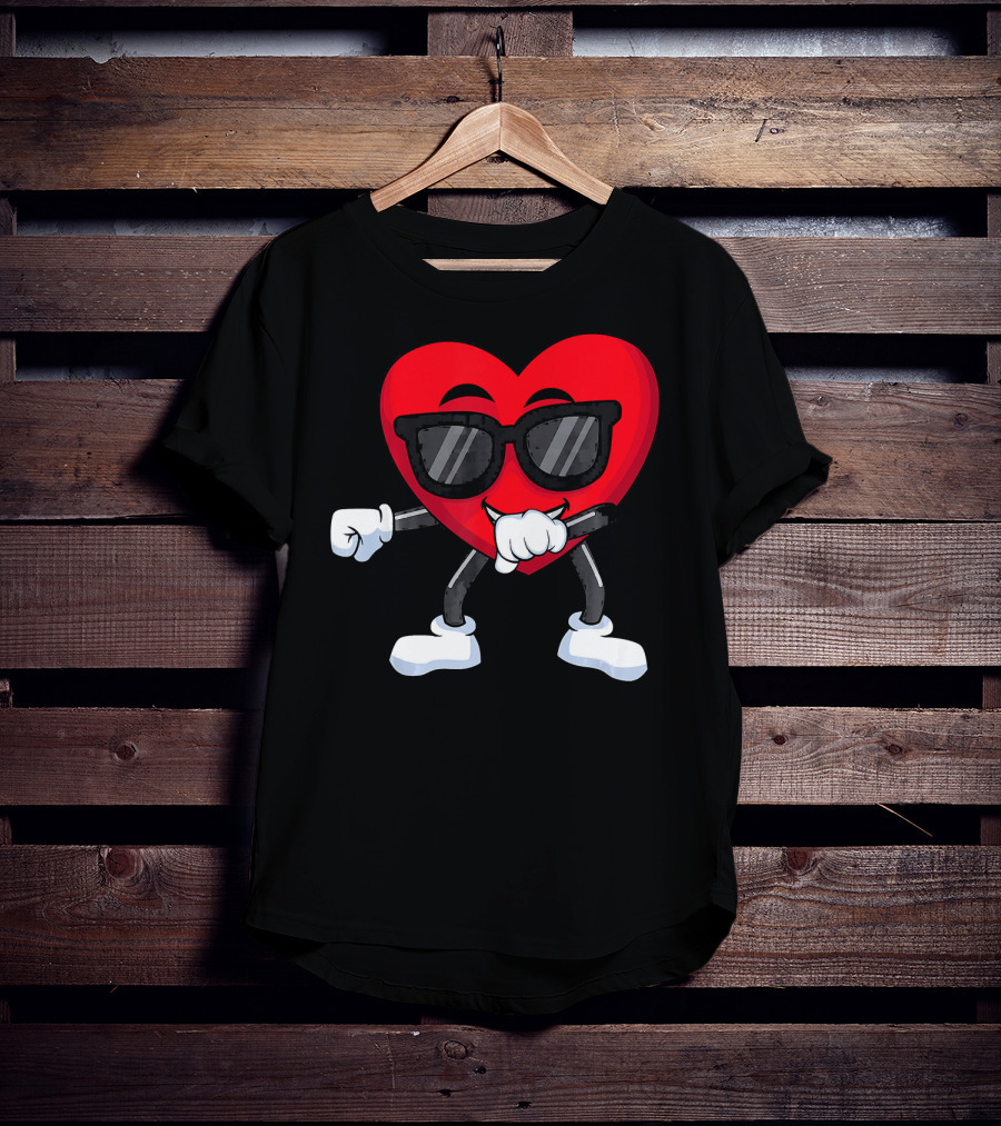 Dabbing Heart Valentines Day Boys Love T-Shirt