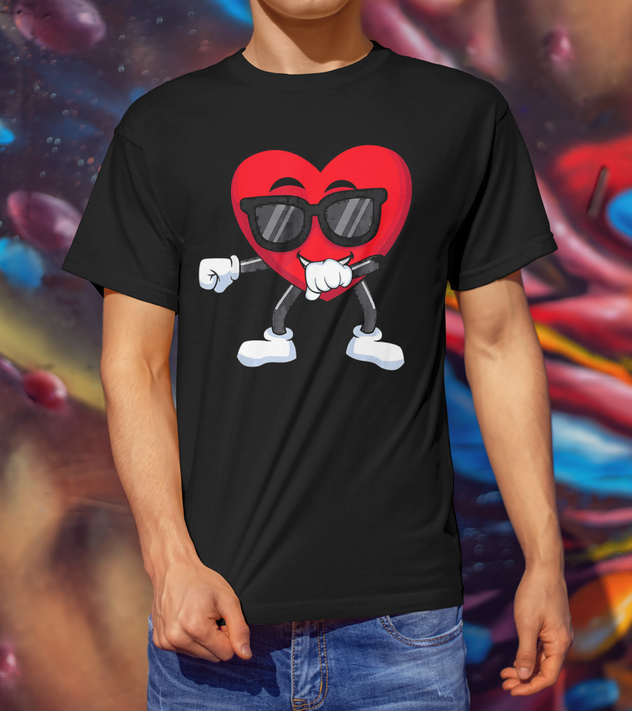 Dabbing Heart Valentines Day Boys Love T-Shirt
