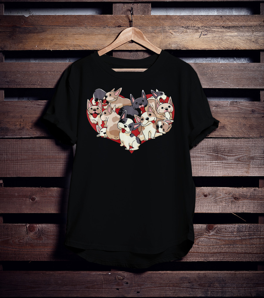 French Bulldog Heart Dog Frenchi Puppy Pack T-Shirt