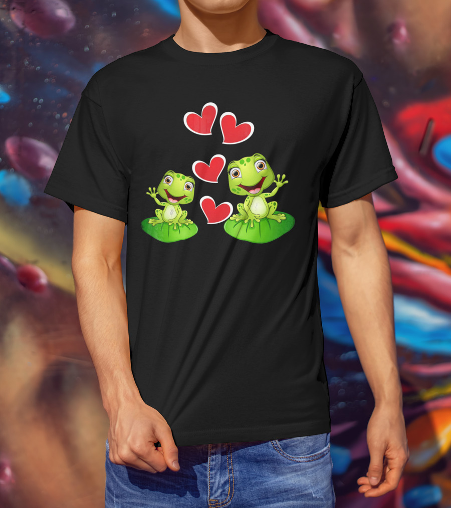Frog Heart Valentine Day Animal Cute Frogs With Hearts T-Shirt