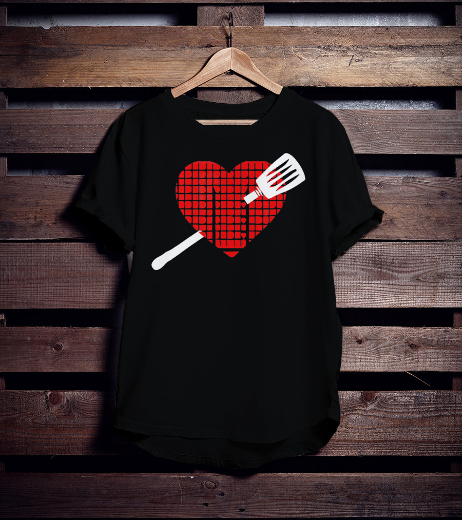 Funny BBQ Grilling Valentine's Day Heart With Spatula T-Shirt