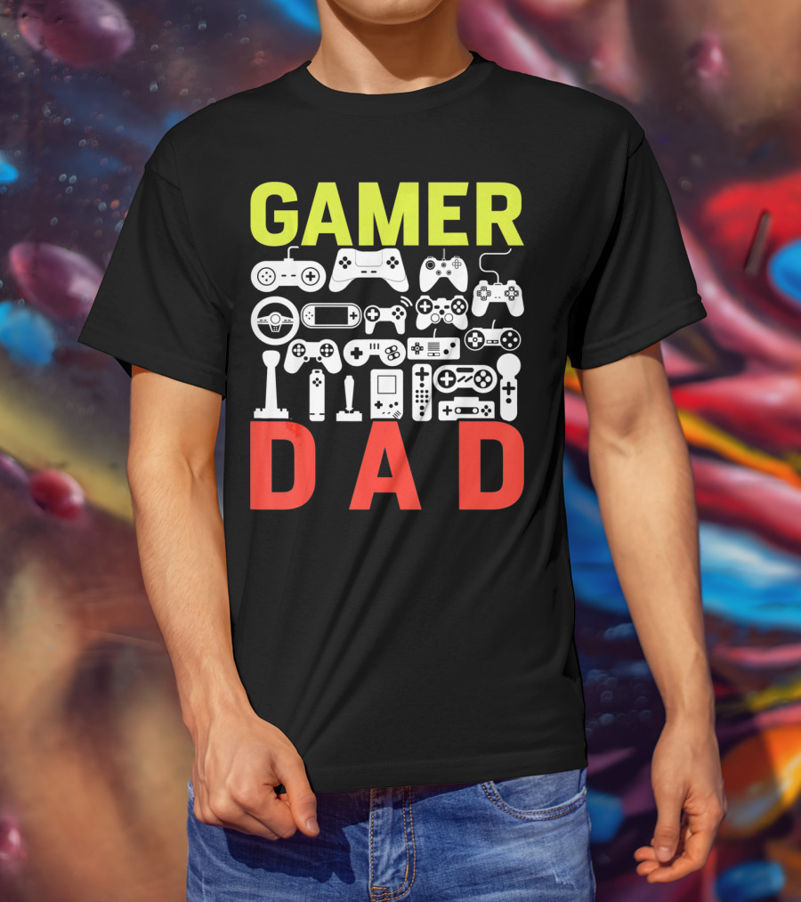 Gamer Dad Vintage Controller Collection Funny Birthday T-Shirt