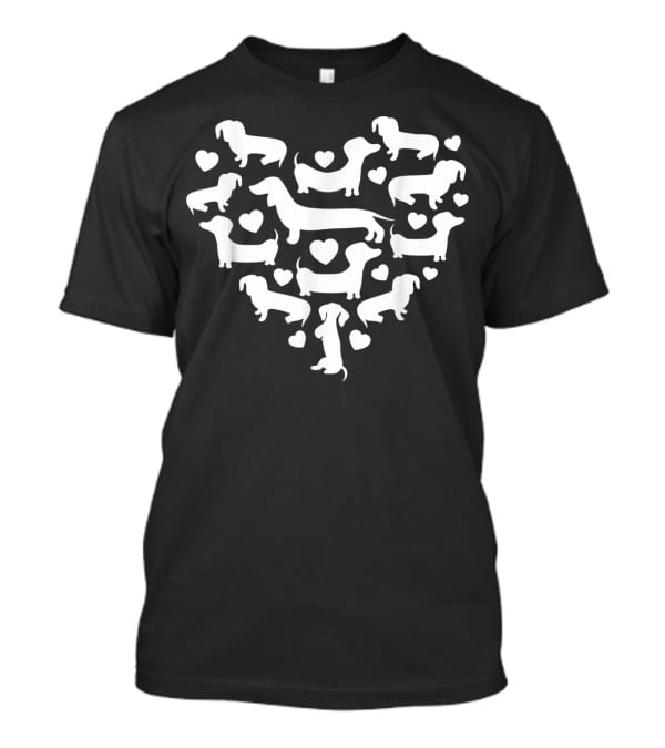 Dachshund Heart Pattern Funny Valentines Day T-Shirt
