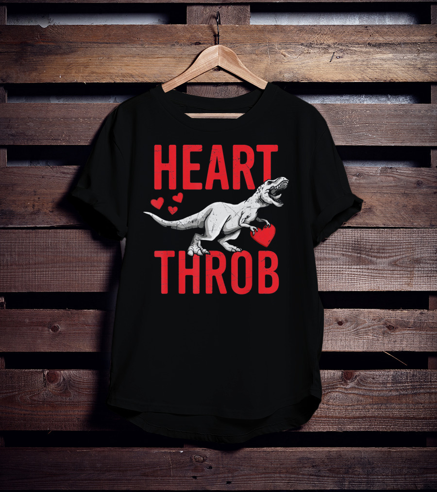 Funny Dinosaur Valentine's Day Heart Throb T-Rex With Hearts T-Shirt