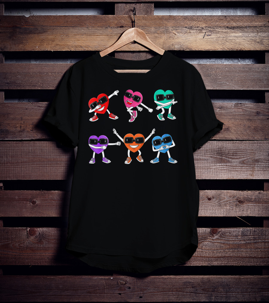 Funny Dancing Colorful Hearts Dance Challenge T-Shirt