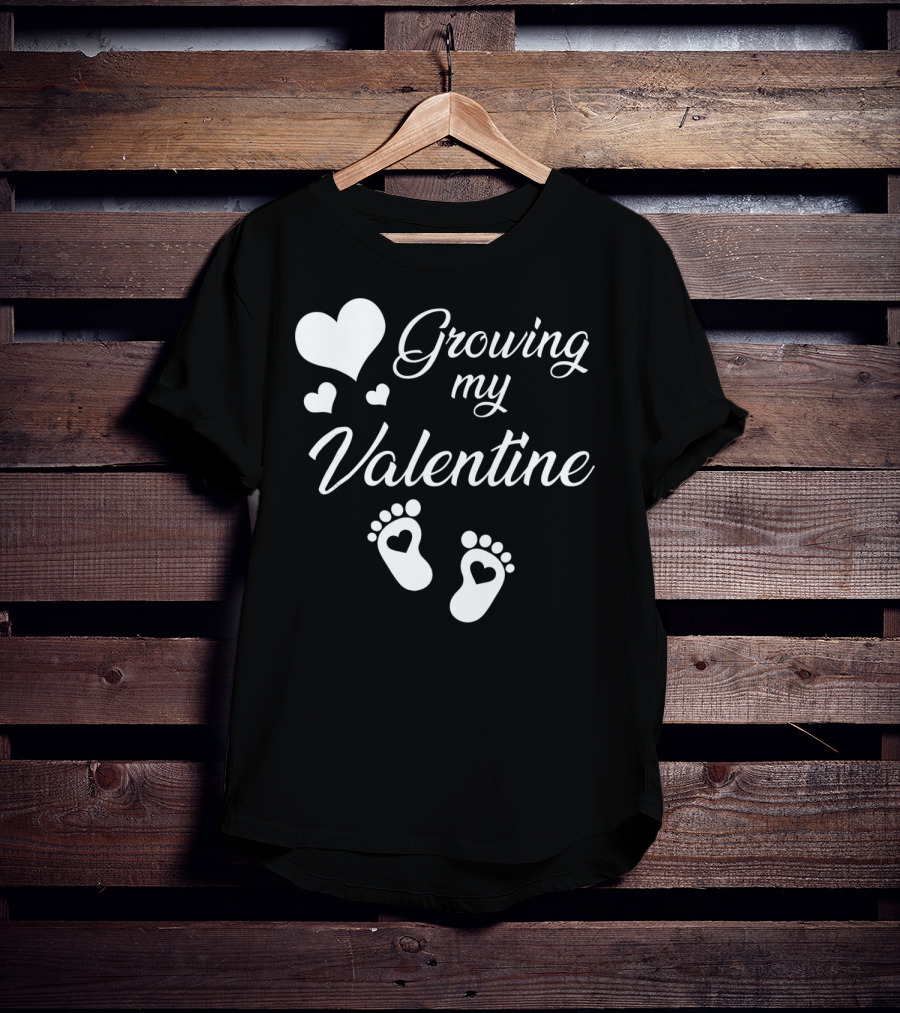 Growing My Valentine Heart Footprint T-Shirt