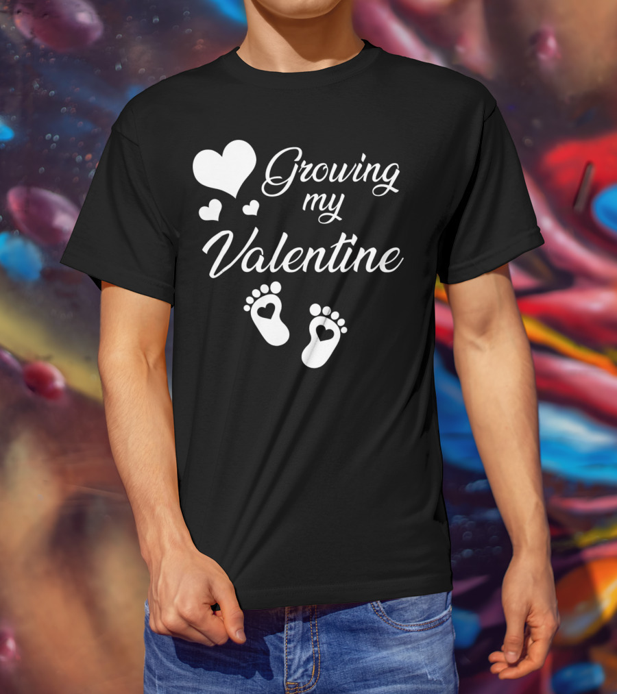Growing My Valentine Heart Footprint T-Shirt