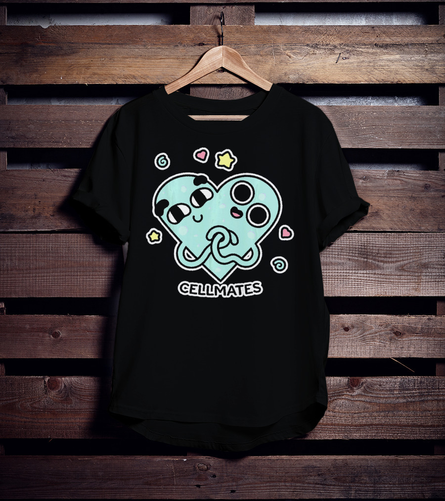 Cellmates Funny Microbiology Science Cute Heart Stars T-Shirt