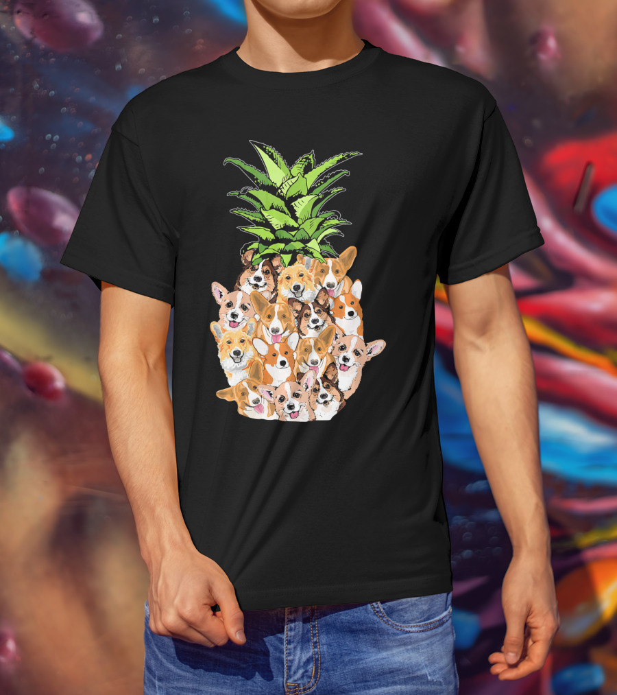 Funny Pineapple Corgi Valentine's Birthday T-Shirt