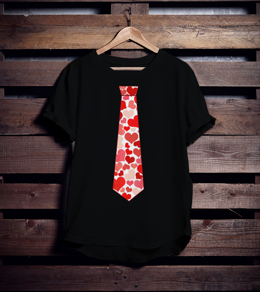 Funny Red Hearts Neck Tie For Valentine’s Day T-Shirt