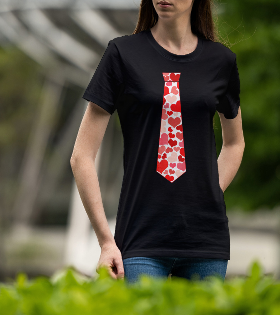 Funny Red Hearts Neck Tie For Valentine’s Day T-Shirt