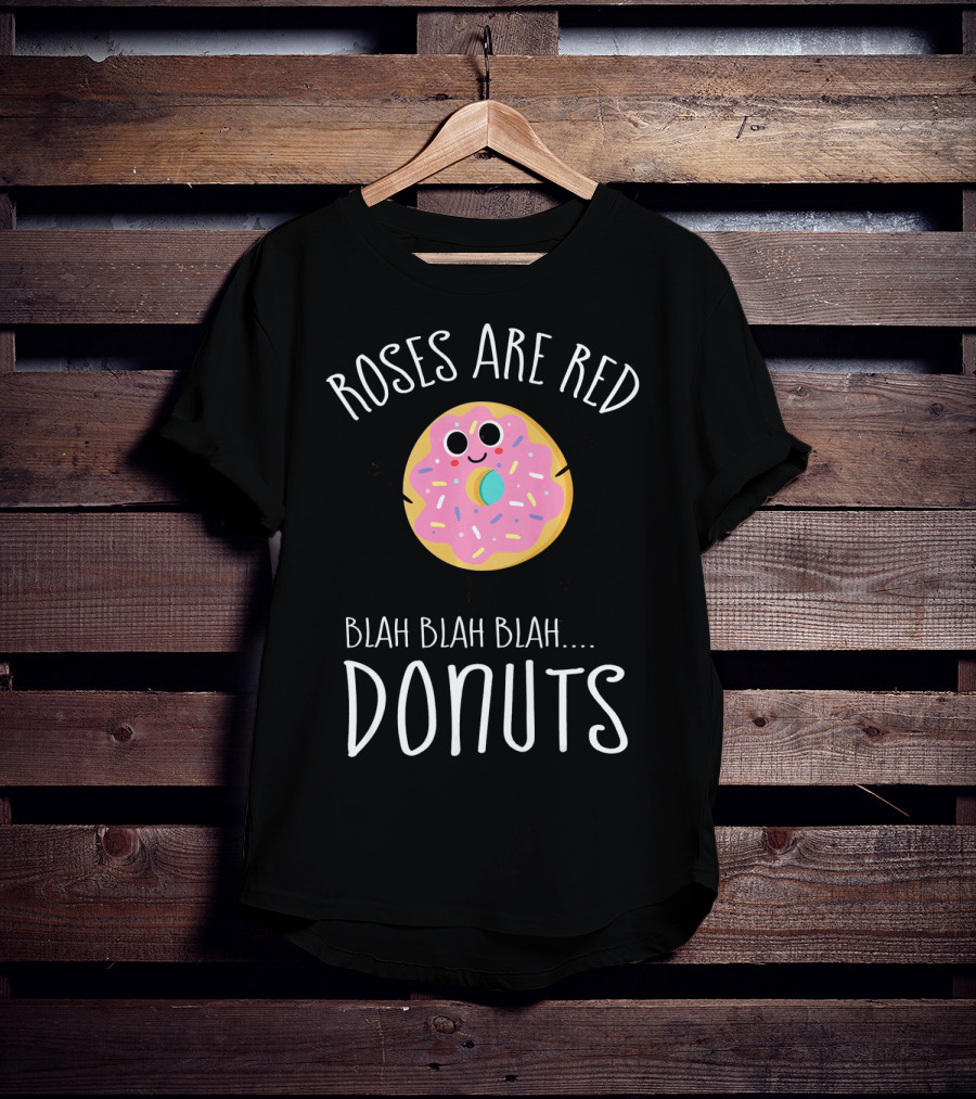 Roses Are Red Donuts Funny Valentines Day Boys Blah Blah Blah T-Shirt