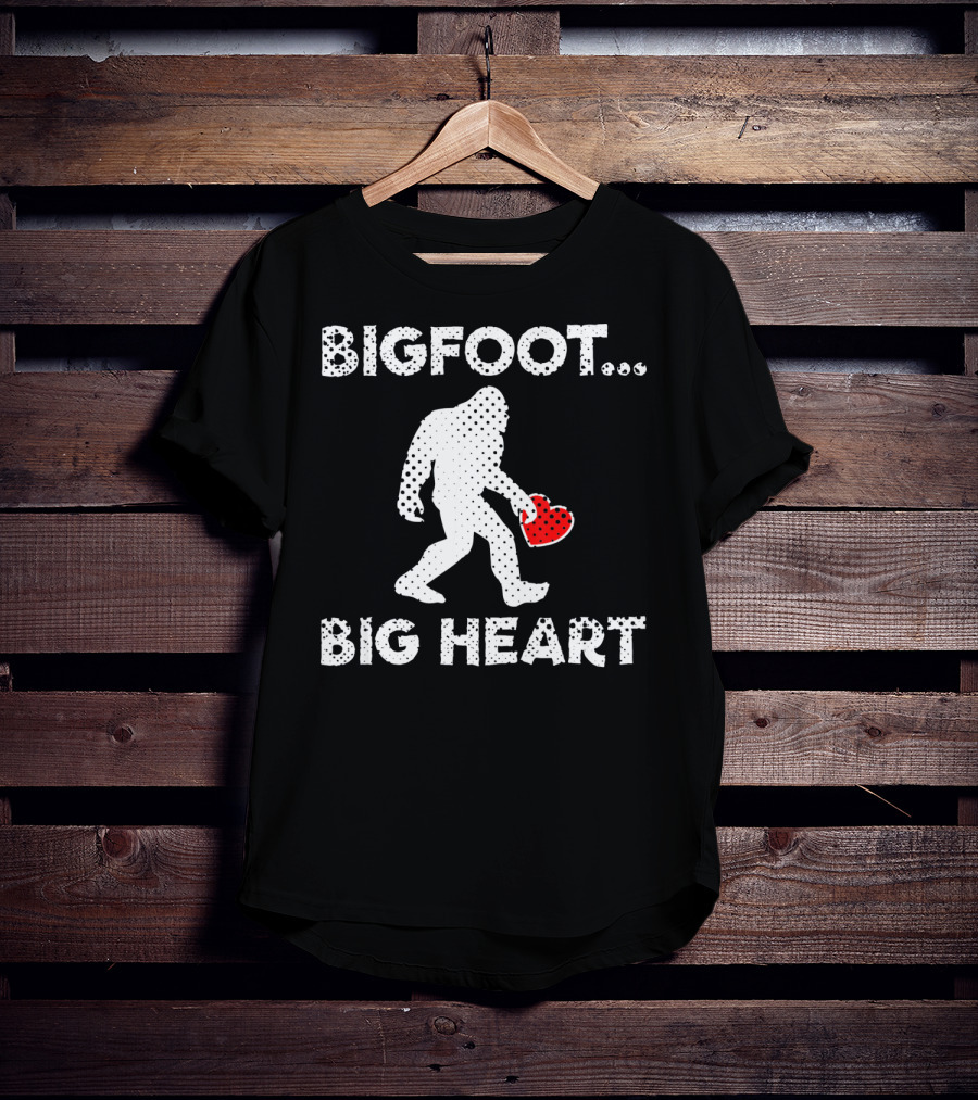 Bigfoot Big Heart Valentine's Day Funny Bigfoot Heart T-Shirt