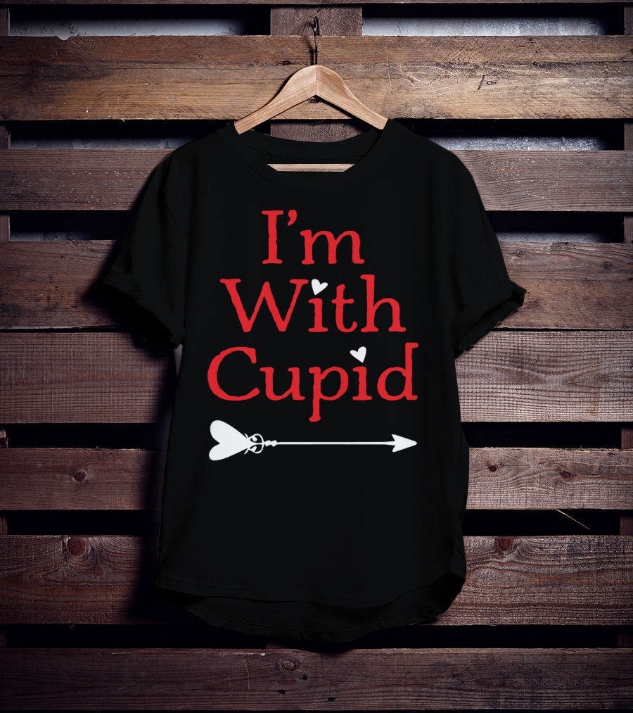 I'm With Cupid Funny Valentine's Day Arrow T-Shirt
