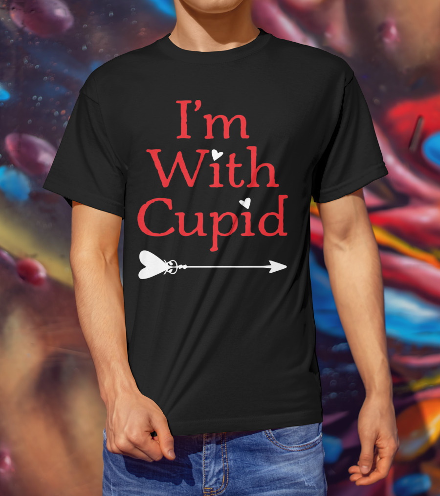 I'm With Cupid Funny Valentine's Day Arrow T-Shirt