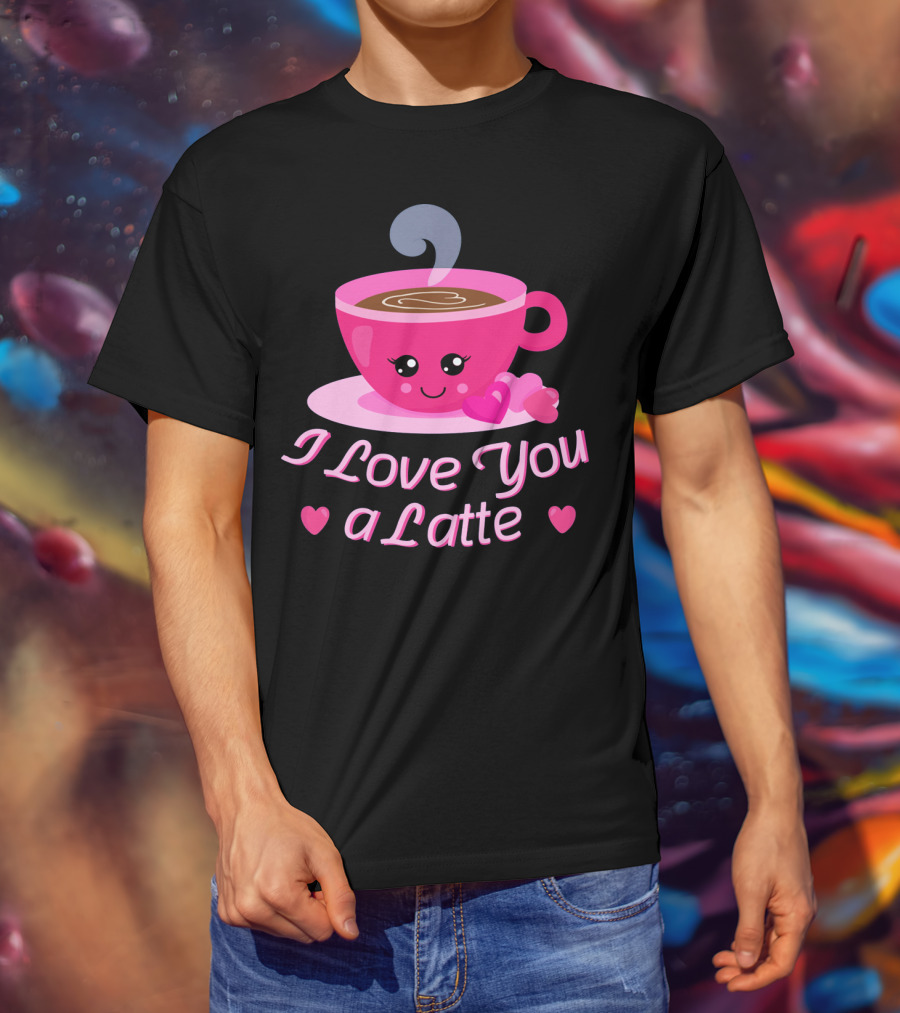 I Love You A Latte Cute Coffee Valentine's Hearts T-Shirt