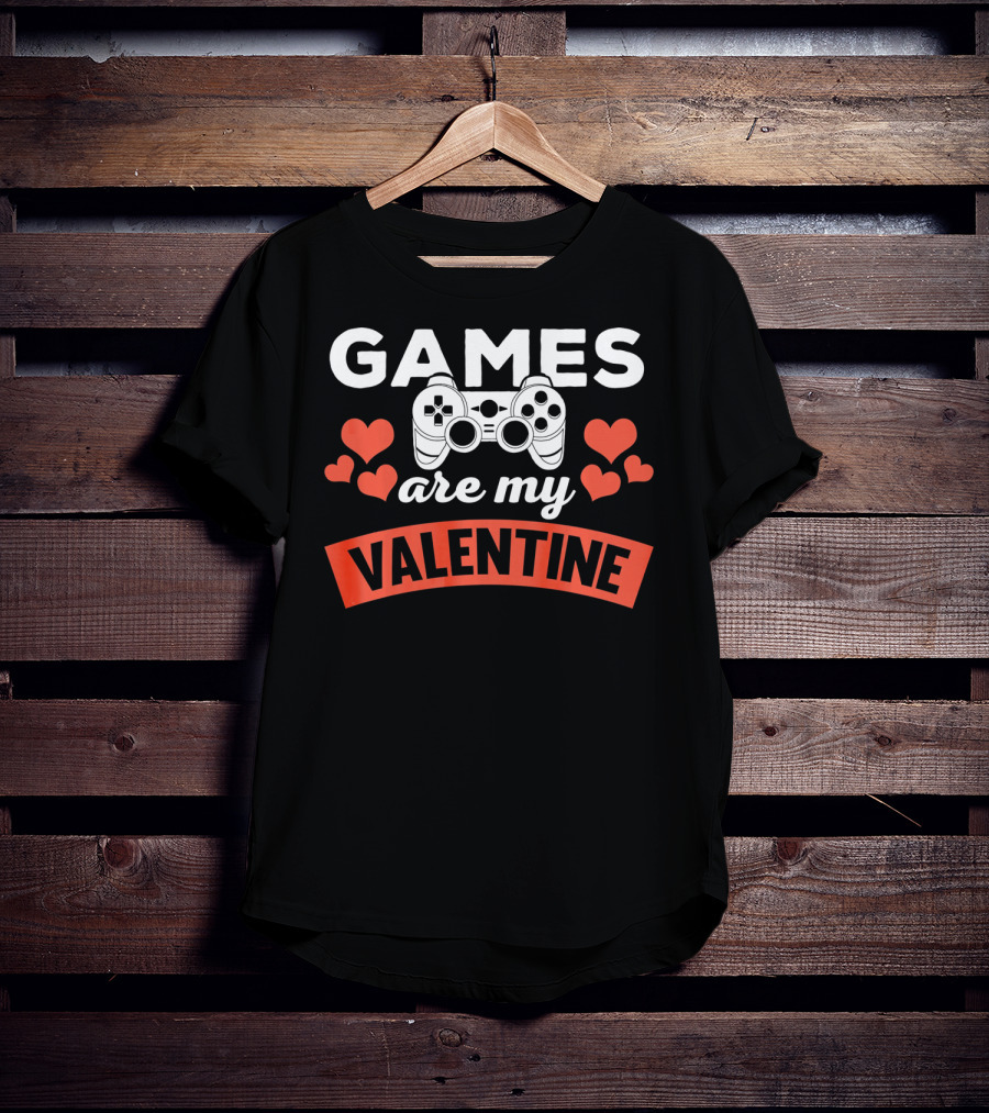 Games Are My Valentine Controller Hearts T-Shirt