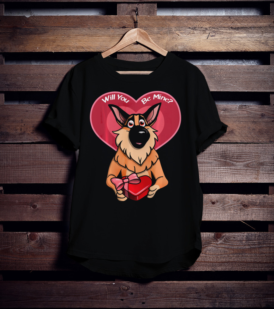 Will You Be Mine German Shepherd Valentine T-Shirt