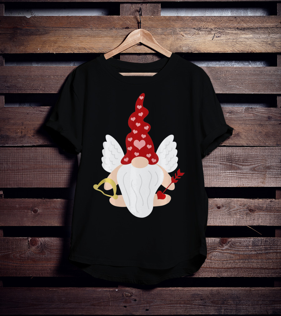 Gnome Cupid With Heart Arrow Valentines Day T-Shirt