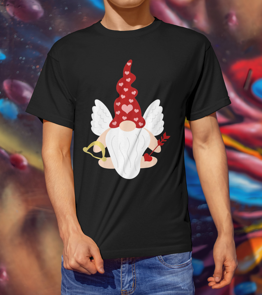 Gnome Cupid With Heart Arrow Valentines Day T-Shirt