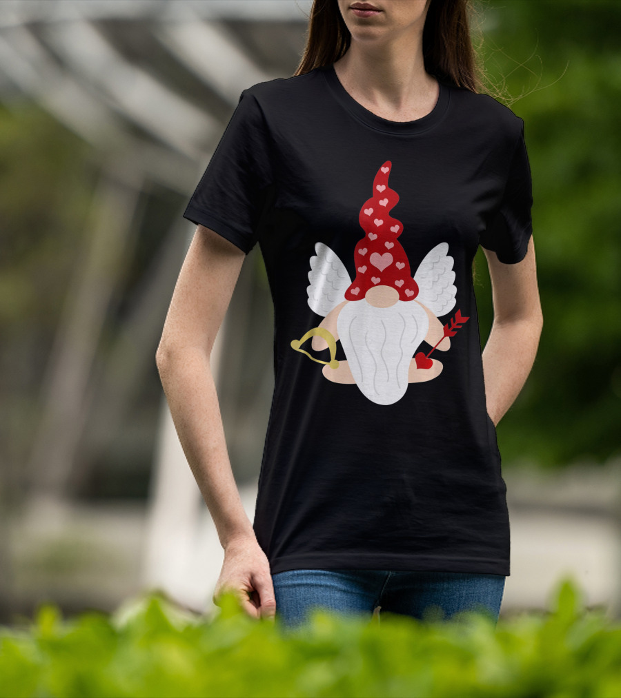 Gnome Cupid With Heart Arrow Valentines Day T-Shirt