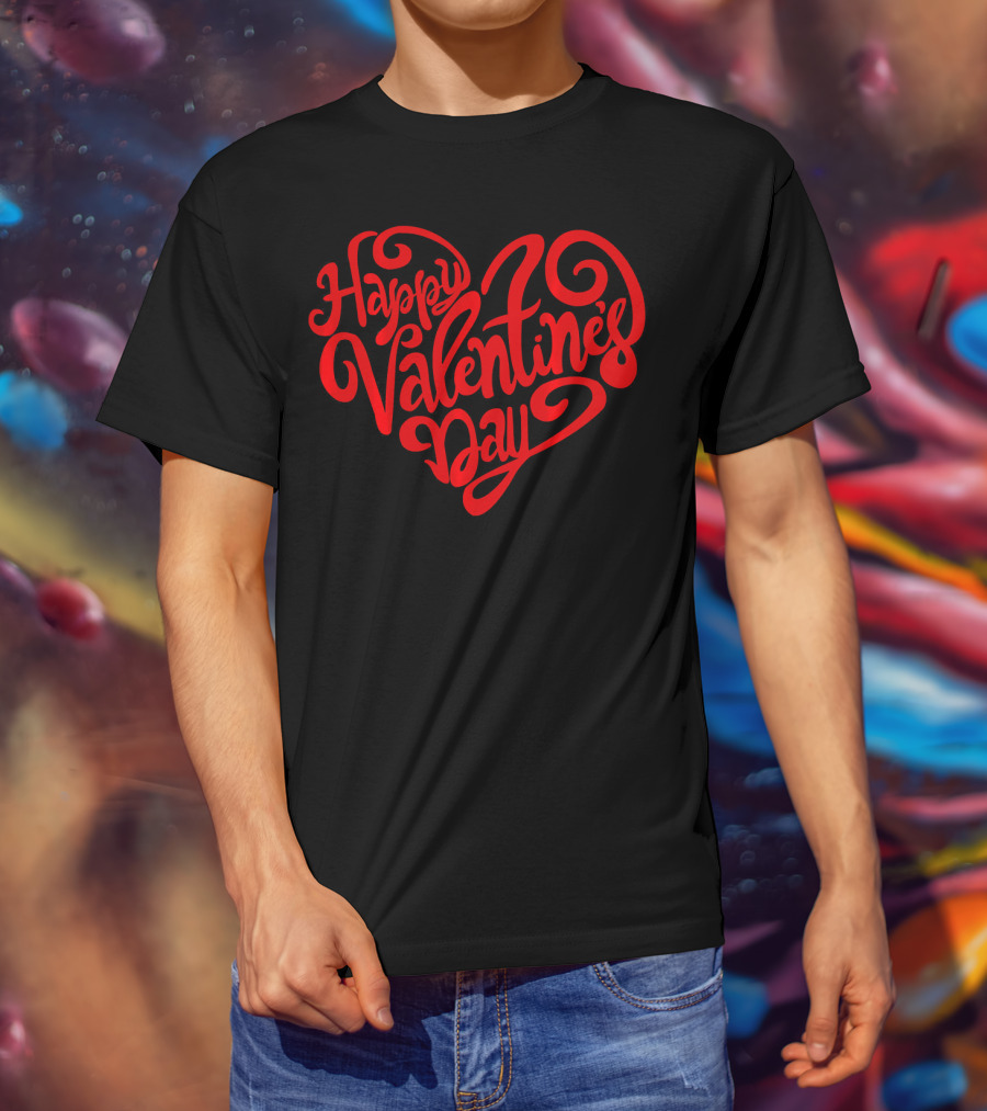 Happy Valentine's Day Heart Script T-Shirt