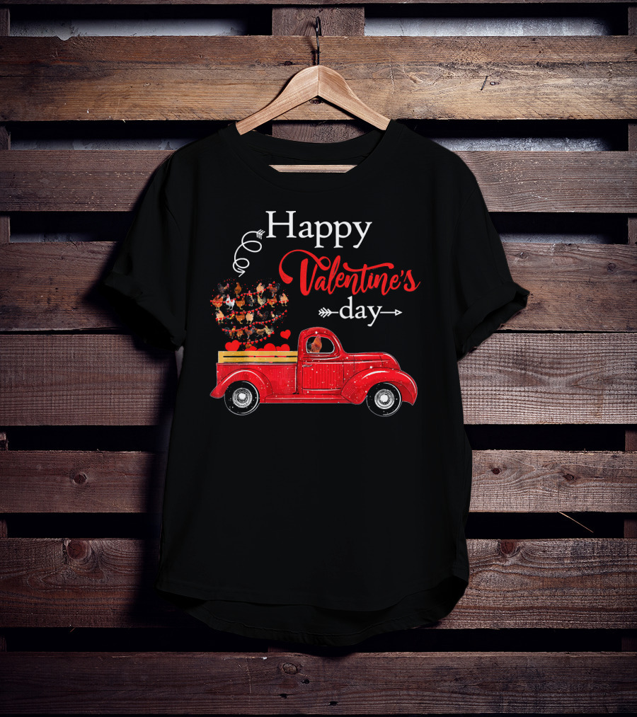 Happy Valentine's Day Truck Carrying Hearts T-Shirt