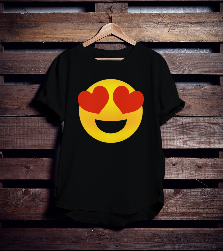 Heart Eyes Emoji Valenti Joyful Face T-Shirt