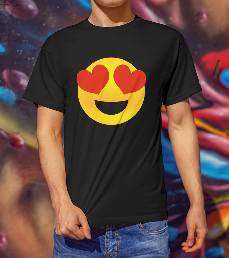 Heart Eyes Emoji Valenti Joyful Face T-Shirt