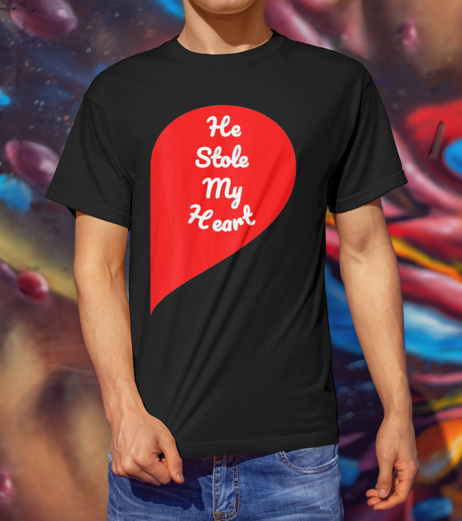 He Stole My Heart Valentine Day In Red Heart Shape T-Shirt