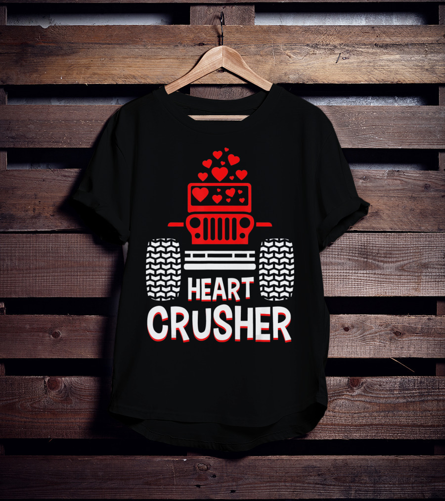 Heart Crusher Jeep Girl Heart Shape Vale Tire Tracks T-Shirt
