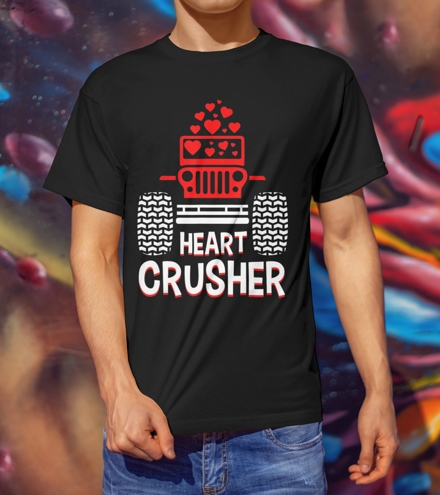 Heart Crusher Jeep Girl Heart Shape Vale Tire Tracks T-Shirt