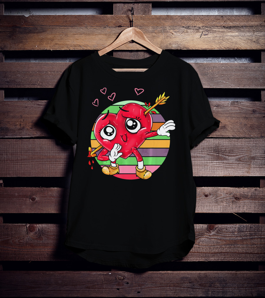 Heart Dabbing Valentines Love Arrow T-Shirt