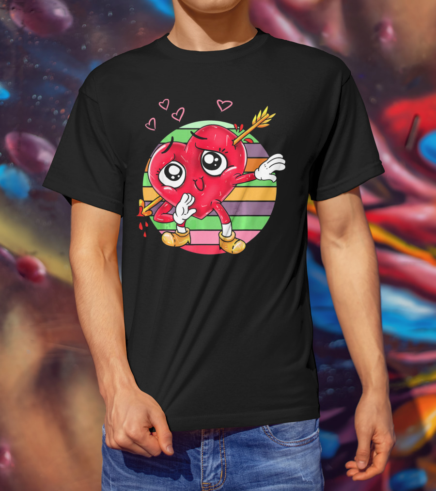 Heart Dabbing Valentines Love Arrow T-Shirt