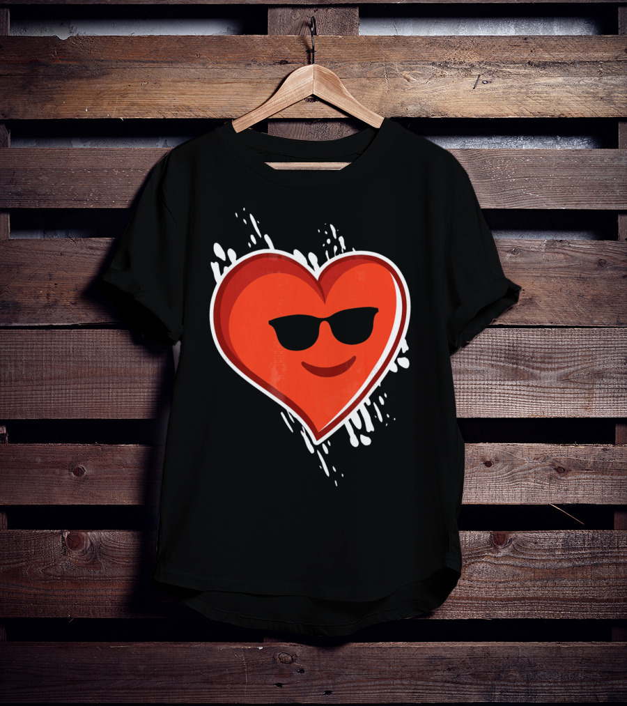 Heart Emoji Cool Shades Valentines T-Shirt