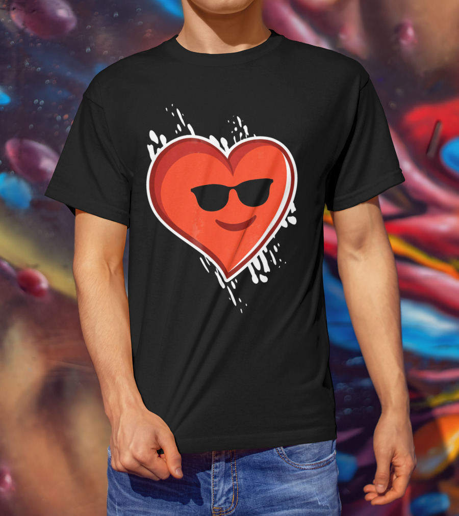 Heart Emoji Cool Shades Valentines T-Shirt