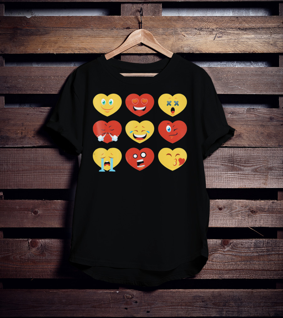 Valentines Day Heart Emoji Faces Collection T-Shirt