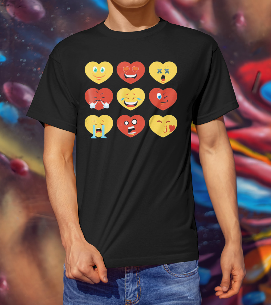 Valentines Day Heart Emoji Faces Collection T-Shirt
