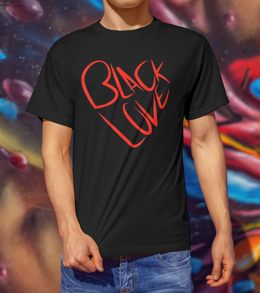Black Love Heart Shaped Valentine’s Day T-Shirt