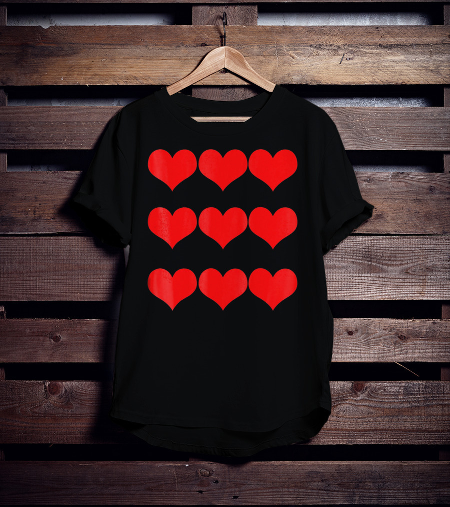 Heart Valentines Day Nine Red Hearts T-Shirt