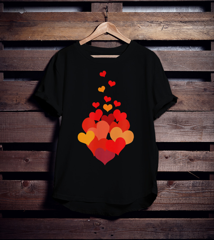 Heart Tie Red Orange Valentines Day T-Shirt