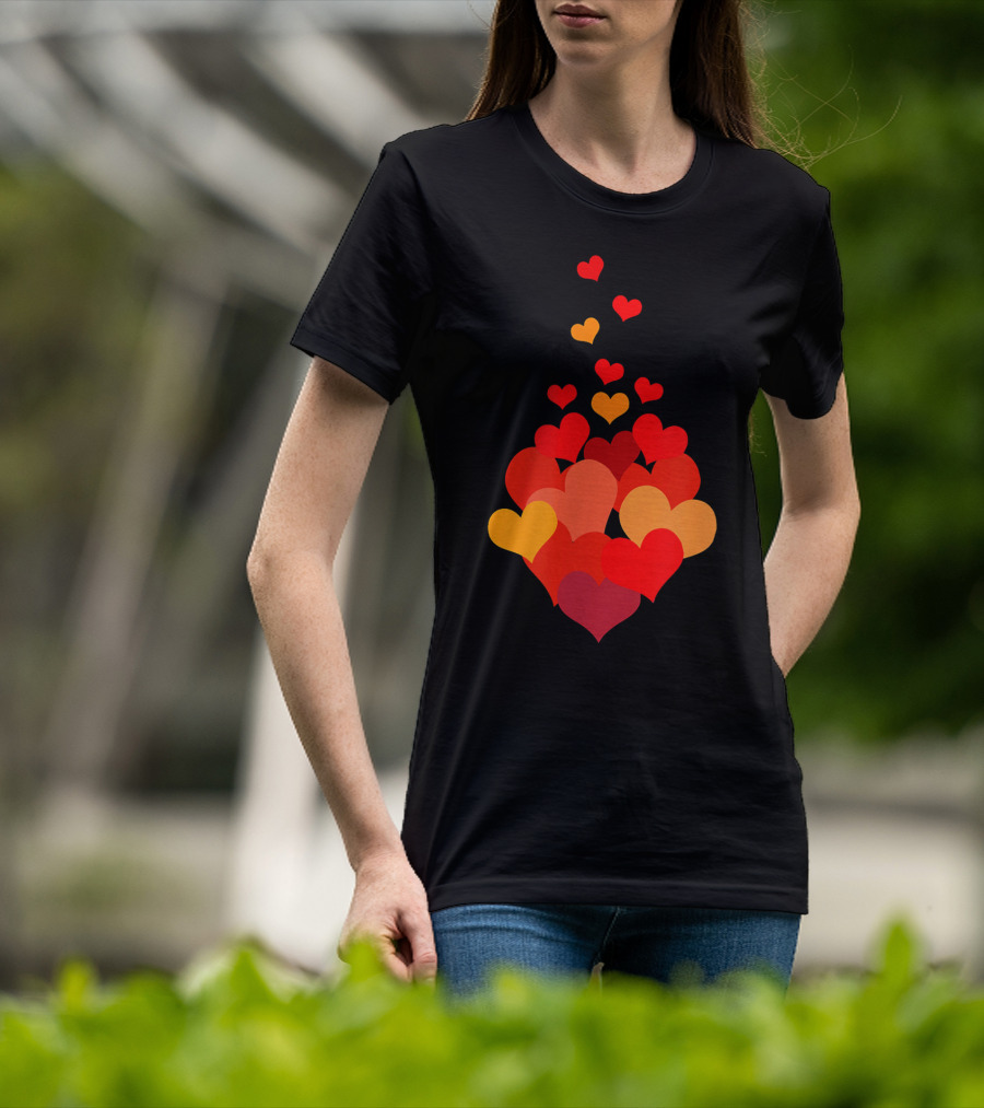Heart Tie Red Orange Valentines Day T-Shirt