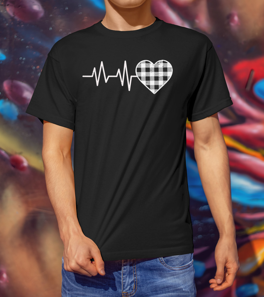 Heartbeat Buffalo Plaid Heart Val T-Shirt