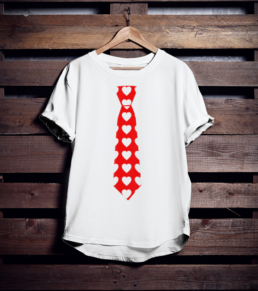 Hearts Pattern Necktie Valentine Love T-Shirt