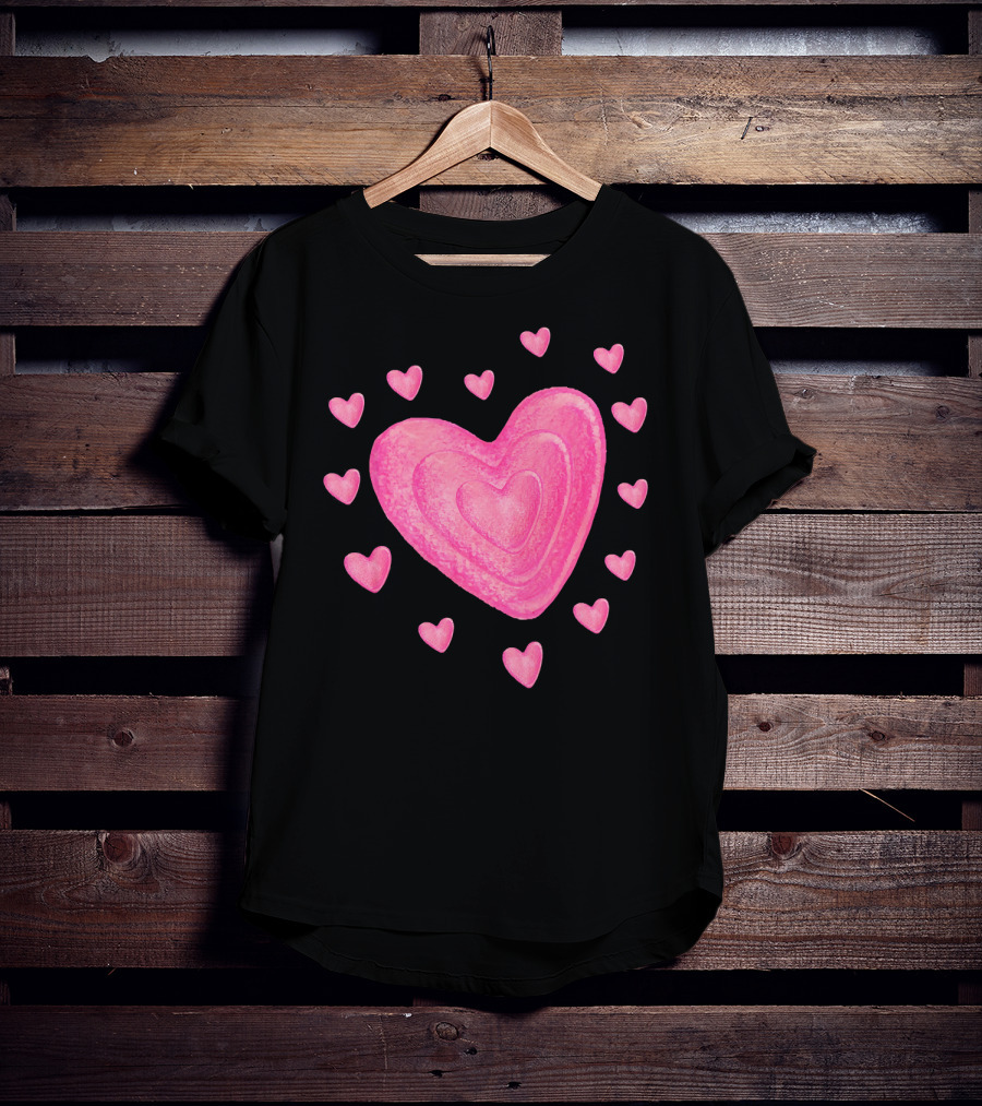 Hearts Valentines Kids School Pink Heart T-Shirt