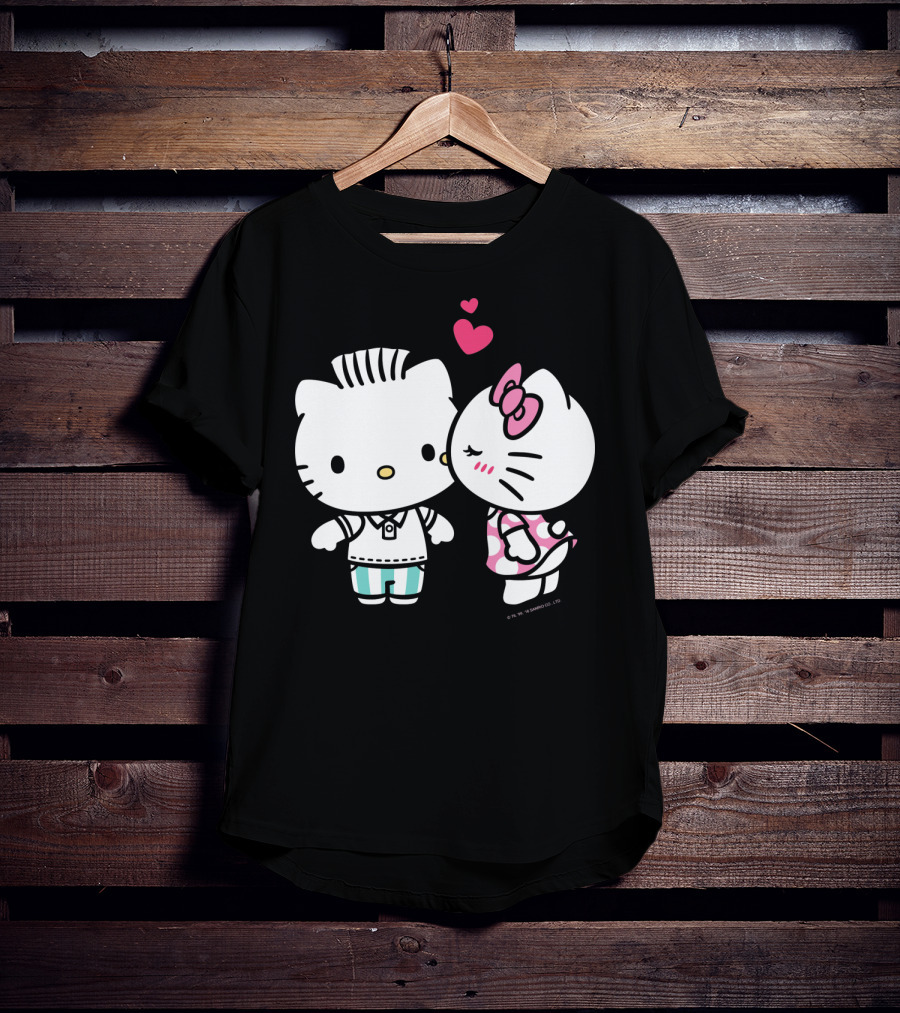 Hello Kitty And Dear Daniel With Hearts And Kiss For Valentine's Day T-Shirt