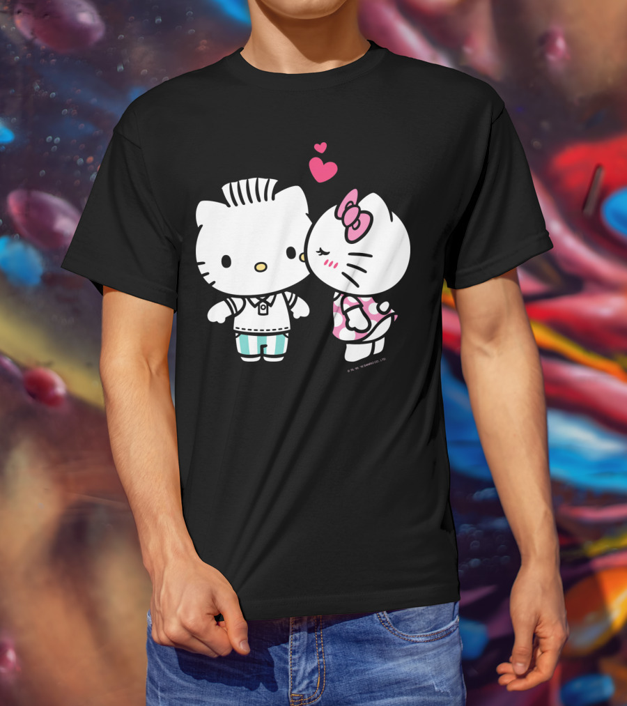 Hello Kitty And Dear Daniel With Hearts And Kiss For Valentine's Day T-Shirt