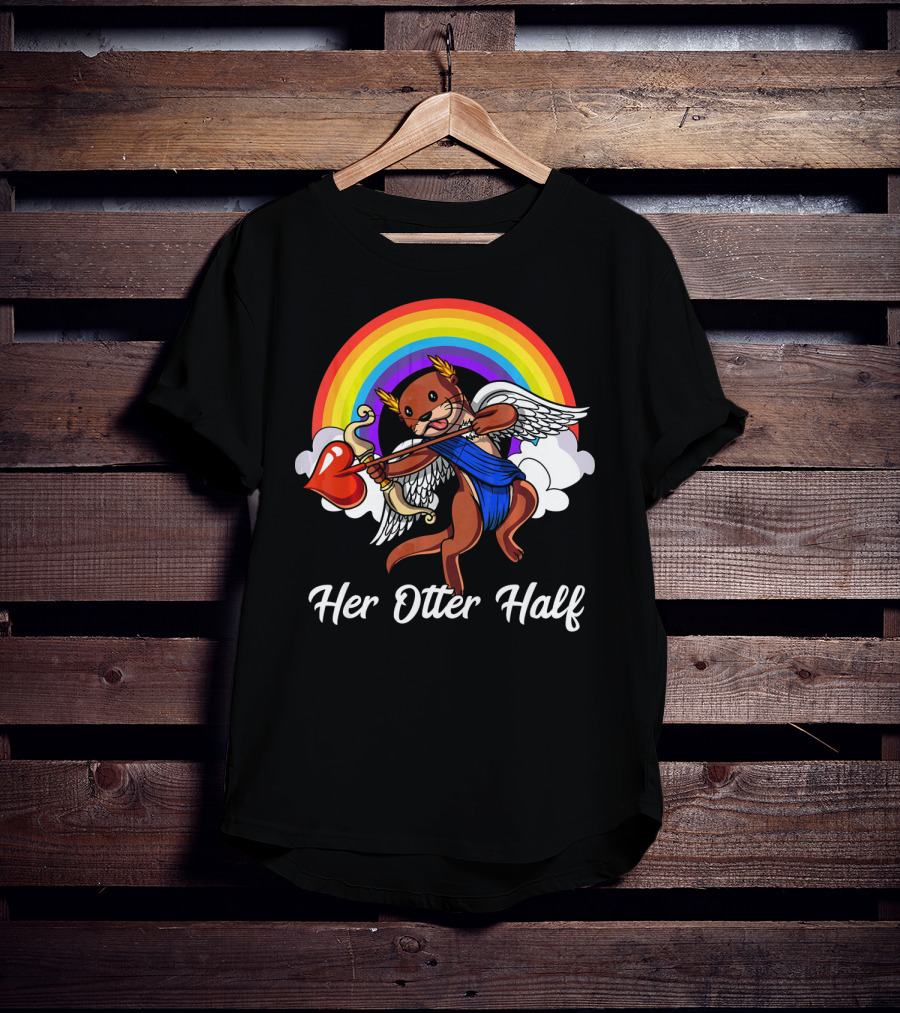 Her Otter Half Cupid Rainbow Valentine's Match T-Shirt