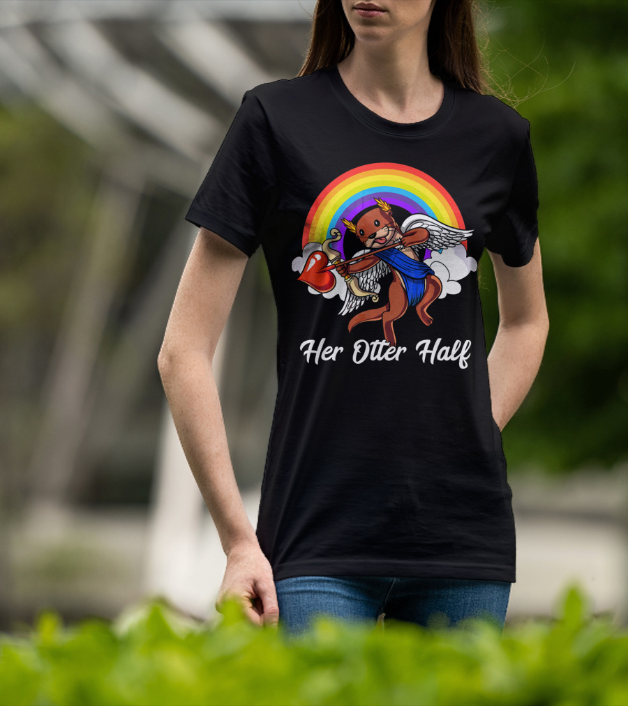 Her Otter Half Cupid Rainbow Valentine's Match T-Shirt